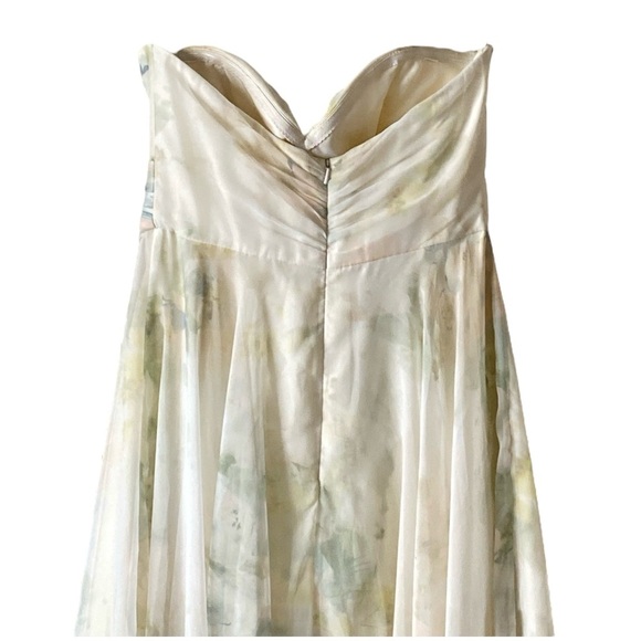 JENNY YOO Adeline Strapless Chiffon Romper Gown in a Vintage Floral Print Size 6 - Picture 7 of 11